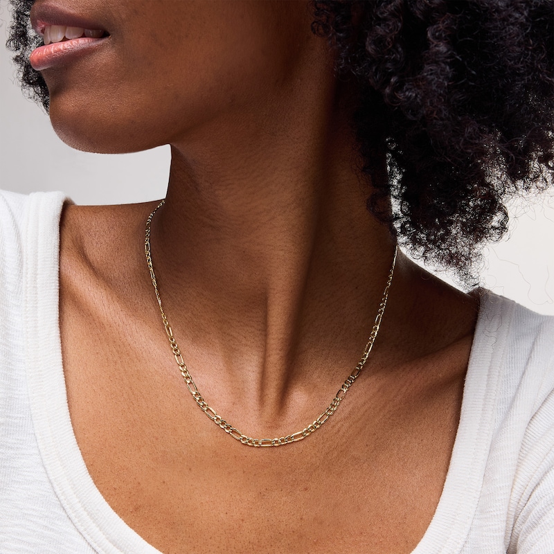 Main Image 2 of 10K Hollow Gold Beveled Figaro Chain - 18"