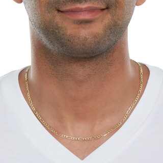 10K Hollow Gold Beveled Figaro Chain