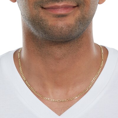 10K Hollow Gold Beveled Figaro Chain