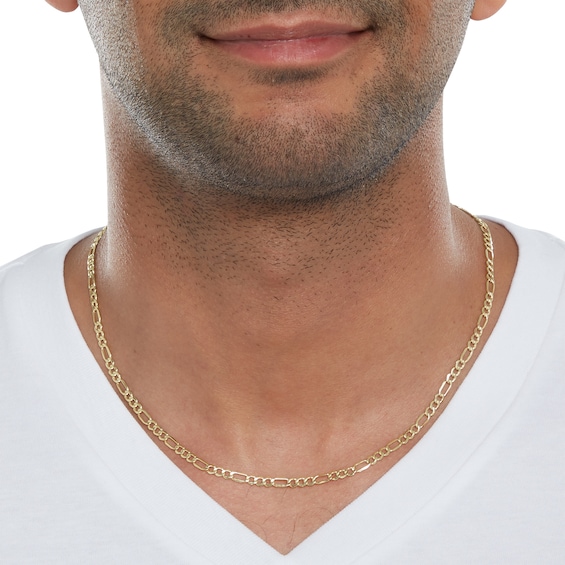 10K Hollow Gold Beveled Figaro Chain