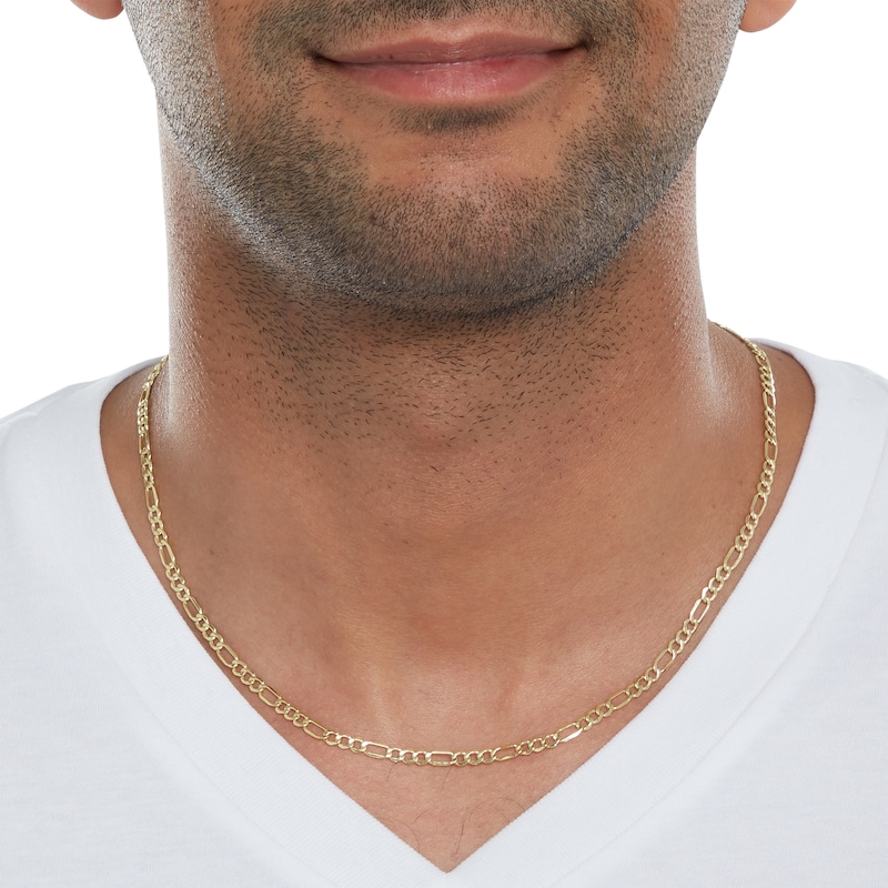 Main Image 3 of 10K Hollow Gold Beveled Figaro Chain - 18"