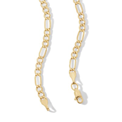 10K Hollow Gold Beveled Figaro Chain
