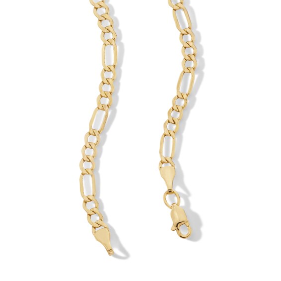 10K Hollow Gold Beveled Figaro Chain