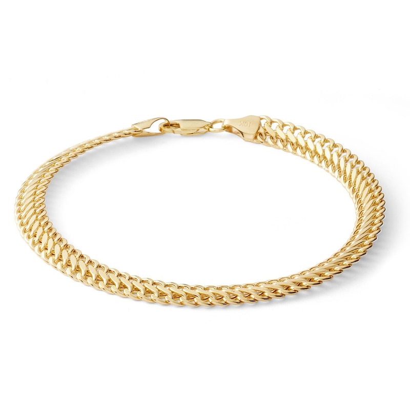 10k Yellow Gold Large Hollow Cuban Link Bracelet 2.5 Ctw CZ