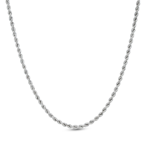 10K White Gold 016 Gauge Rope Chain Necklace - 18"