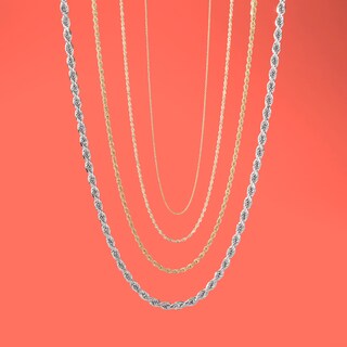 012 Gauge Rope Chain Necklace in 10K Gold - 24"