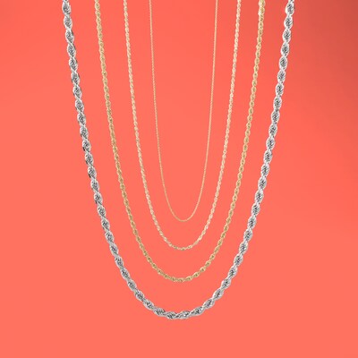 012 Gauge Rope Chain Necklace in 10K Gold - 24"