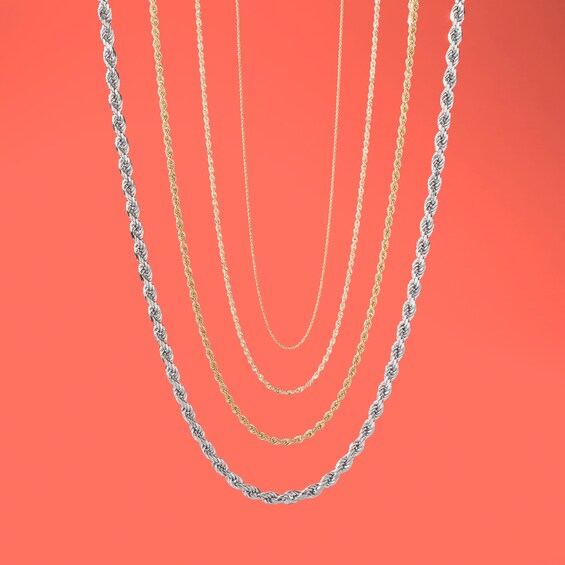 012 Gauge Rope Chain Necklace in 10K Gold - 24"