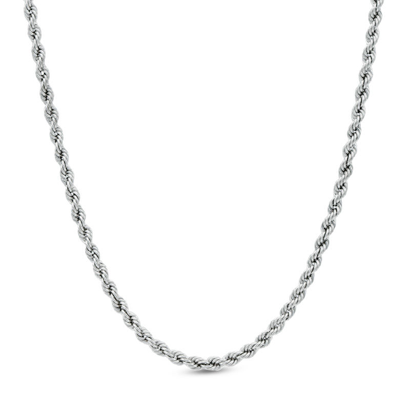 Main Image 1 of 020 Gauge Rope Chain Necklace in 10K White Gold - 24"