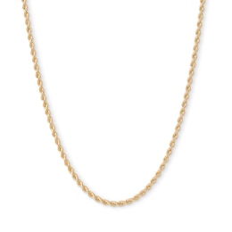 016 Gauge Rope Chain Necklace in 10K Hollow Gold - 24&quot;
