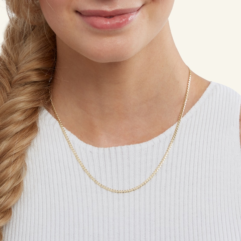 060 Gauge Curb Chain Necklace in 14K Solid Gold - 18"