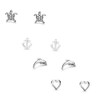 Thumbnail Image 1 of Anchor, Heart, Turtle and Dolphin Mismatch Earring Set in Sterling Silver