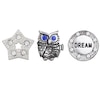 Thumbnail Image 1 of Floating Lockets Crystal Star, Owl and "DREAM" Charms in White Brass