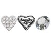 Thumbnail Image 1 of Floating Lockets Crystal Heart, "Family" Heart and Crystal Solitaire Charms in White Brass