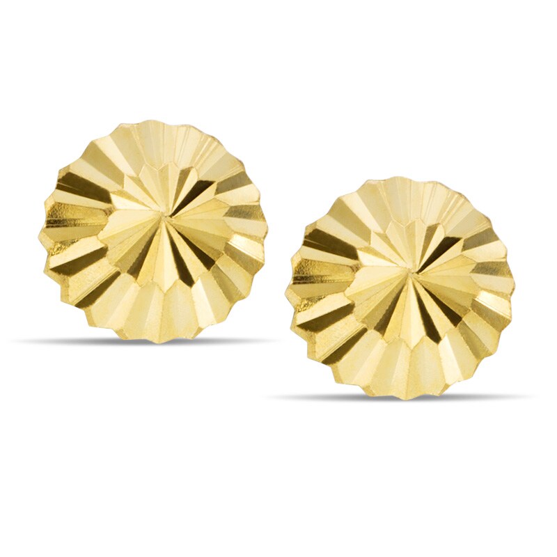 Child's 3mm Diamond-Cut Half Ball Stud Earrings in 14K Gold