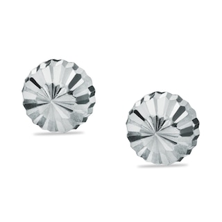 Child's 3mm Diamond-Cut Half Ball Stud Earrings in 14K White Gold