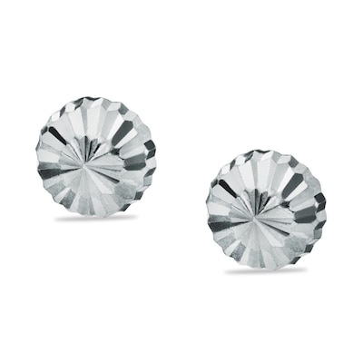Child's 3mm Diamond-Cut Half Ball Stud Earrings in 14K White Gold