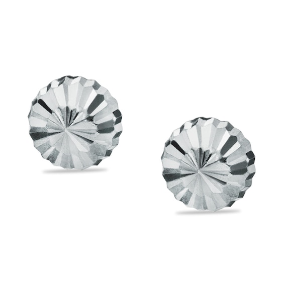 Child's 3mm Diamond-Cut Half Ball Stud Earrings in 14K White Gold