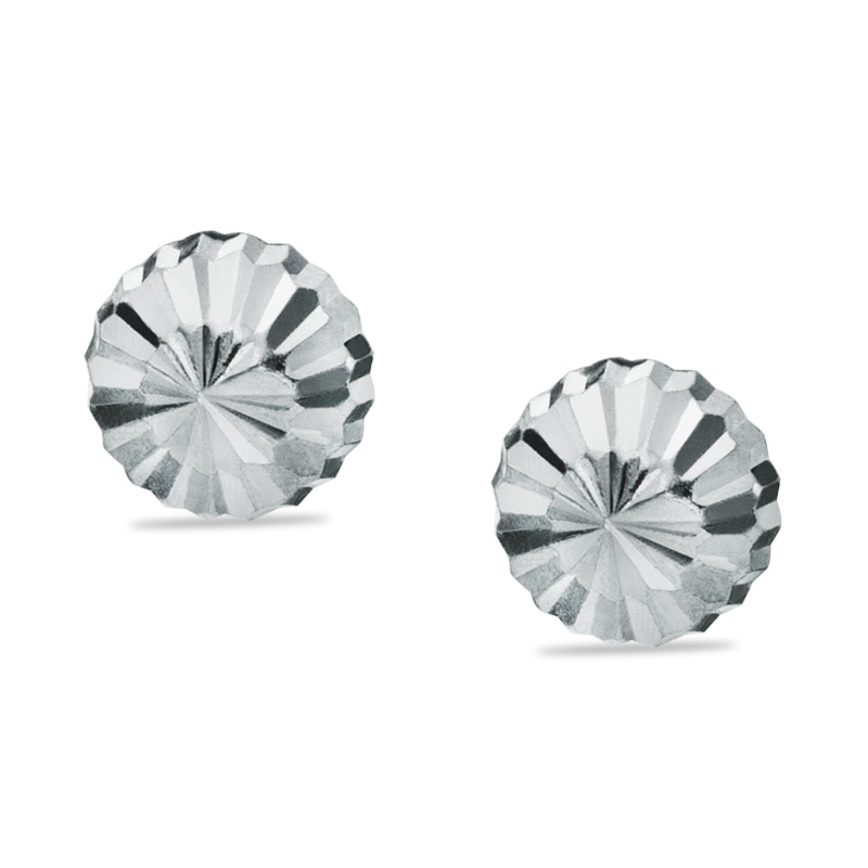 Child's 3mm Diamond-Cut Half Ball Stud Earrings in 14K White Gold