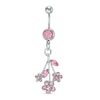 Thumbnail Image 0 of 014 Gauge Pink Crystal Flower Dangle Belly Button Ring in Stainless Steel