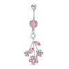 Thumbnail Image 1 of 014 Gauge Pink Crystal Flower Dangle Belly Button Ring in Stainless Steel