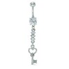 Thumbnail Image 1 of 014 Gauge Crystal Heart-Top Key Dangle Belly Button Ring in Stainless Steel