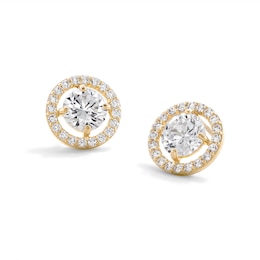6mm Cubic Zirconia Frame Stud Earrings in 14K Gold