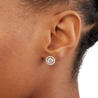 6mm Cubic Zirconia Frame Stud Earrings in 14K Gold