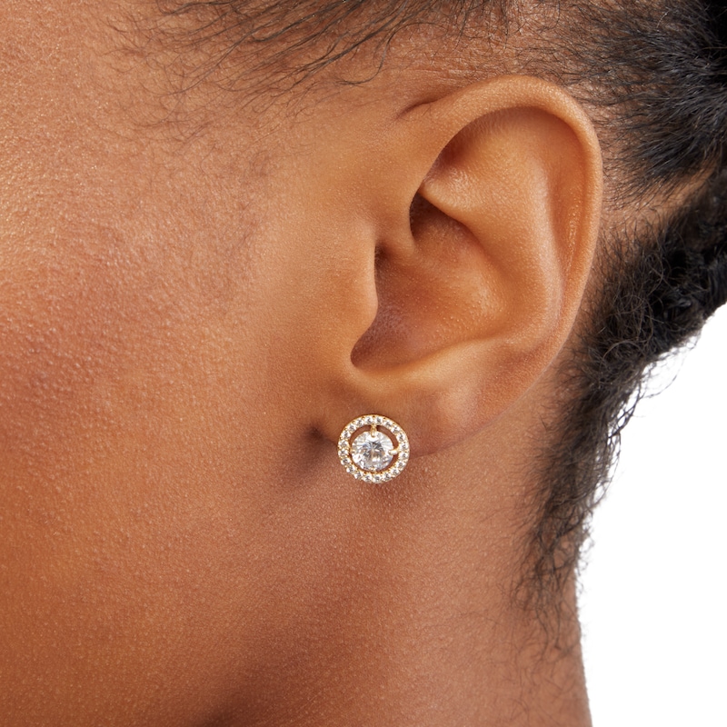 Main Image 2 of 6mm Cubic Zirconia Frame Stud Earrings in 14K Gold
