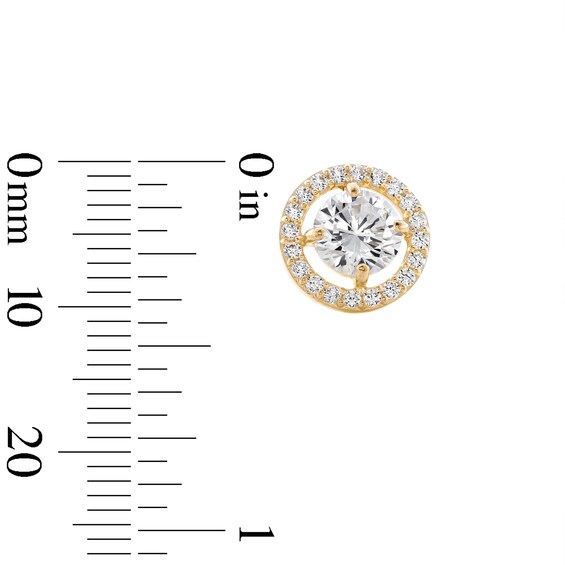 6mm Cubic Zirconia Frame Stud Earrings in 14K Gold