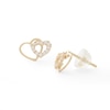 Thumbnail Image 1 of Cubic Zirconia Double Heart Stud Earrings in 14K Gold