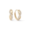 Thumbnail Image 0 of Cubic Zirconia Twisted Huggie Hoop Earrings in 14K Gold