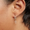 Thumbnail Image 2 of Cubic Zirconia Cross Dangle Huggie Hoop Earrings in 14K Solid Gold