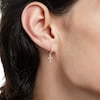 Thumbnail Image 3 of Cubic Zirconia Cross Dangle Huggie Hoop Earrings in 14K Solid Gold