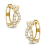 Cubic Zirconia Double Twist Huggie Hoop Earrings in 14K Gold