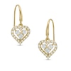 Cubic Zirconia Heart Dangle Earrings in 14K Gold