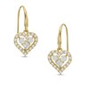 Cubic Zirconia Heart Dangle Earrings in 14K Gold