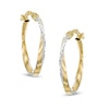 Thumbnail Image 1 of Small Diamond-Cut Twist Hoop Earrings in 14K Two-Tone Gold