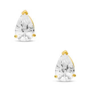 Pear-Shaped Cubic Zirconia Stud Earrings in 14K Gold