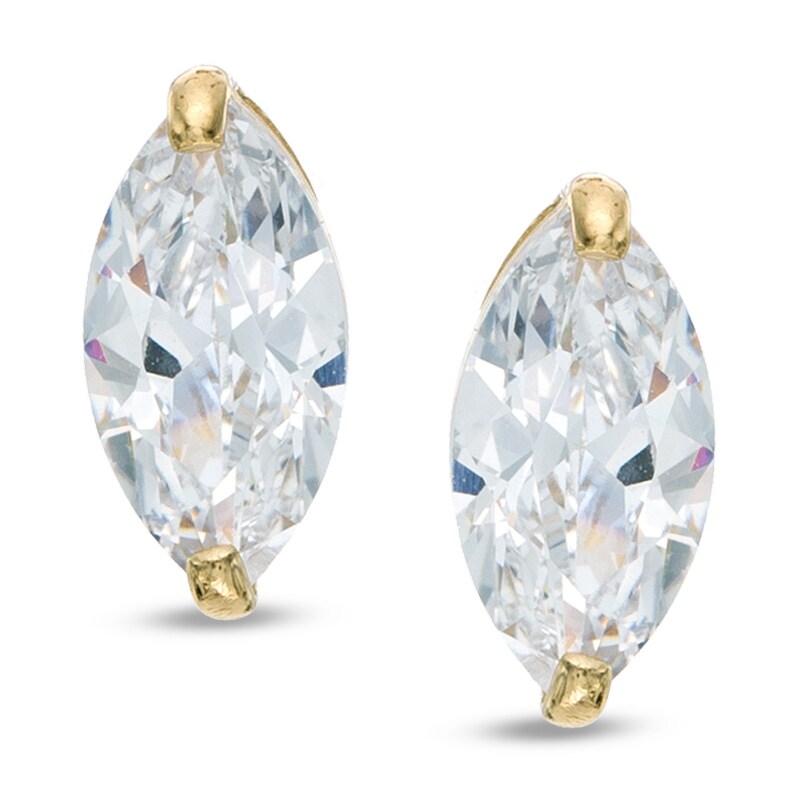 Marquise-Cut Cubic Zirconia Stud Earrings in 14K Gold