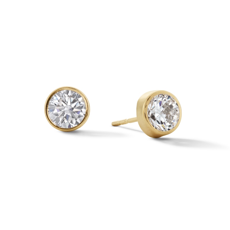 6mm Cubic Zirconia Solitaire Stud Earrings in 14K Gold