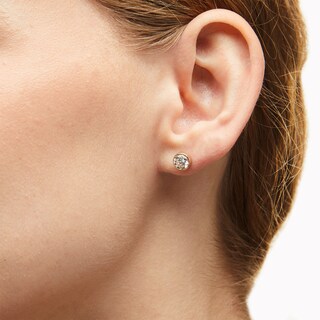 6mm Cubic Zirconia Solitaire Stud Earrings in 14K Gold