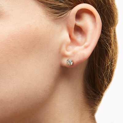 6mm Cubic Zirconia Solitaire Stud Earrings in 14K Gold