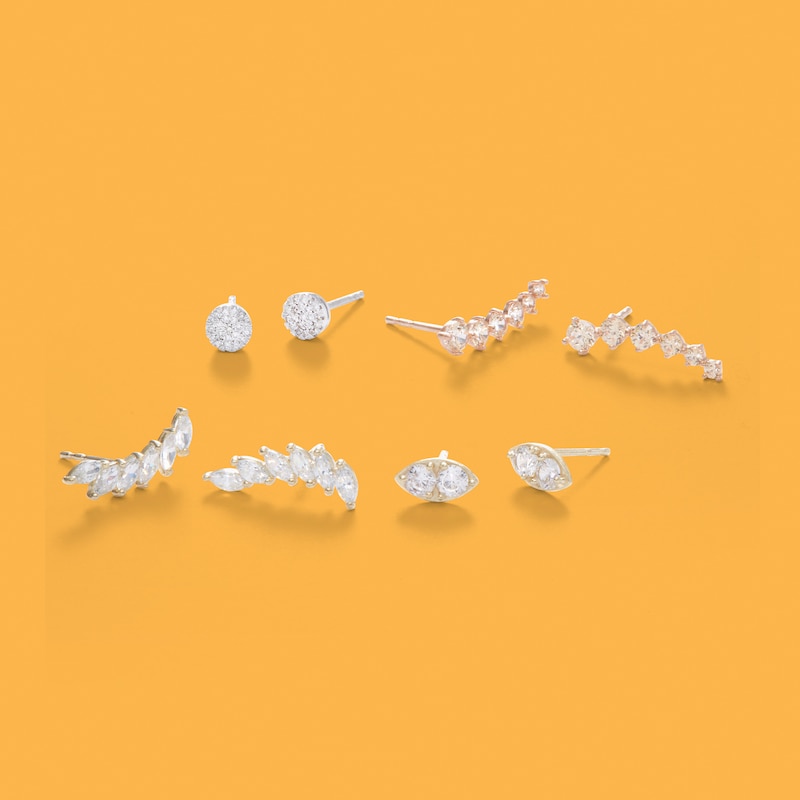 Diamond Accent Cluster Stud Earrings in 10K White Gold