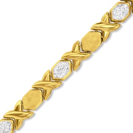 10K Gold Bonded Crystal "X" and "O" Stampato Bracelet - 8"