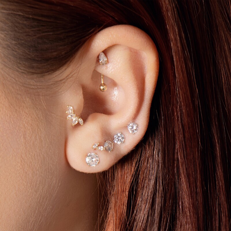 Main Image 2 of 5mm Cubic Zirconia Solitaire Stud Earrings in 14K Gold