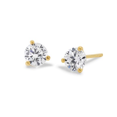 14K Solid Gold 4mm CZ Solitaire Martini Studs