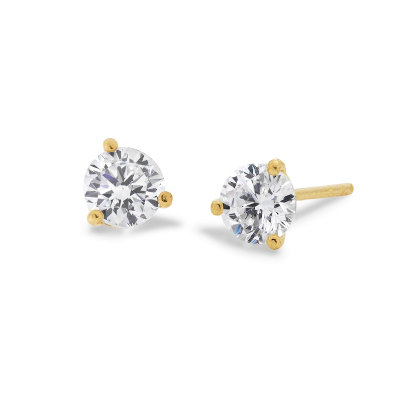 4mm Cubic Zirconia Solitaire Stud Earrings in 14K Gold