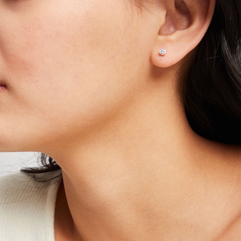 Main Image 2 of 4mm Cubic Zirconia Solitaire Stud Earrings in 14K Gold