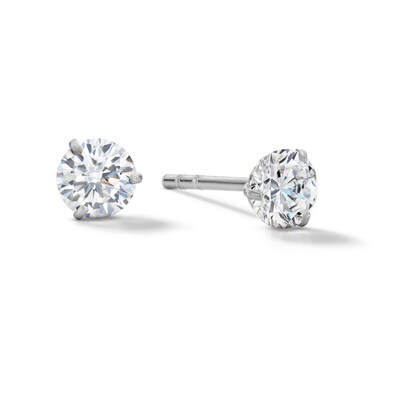 14K Solid White Gold 4mm CZ Solitaire Martini Studs